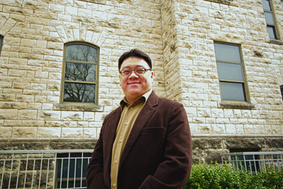 Robby in front of Nichols Hall